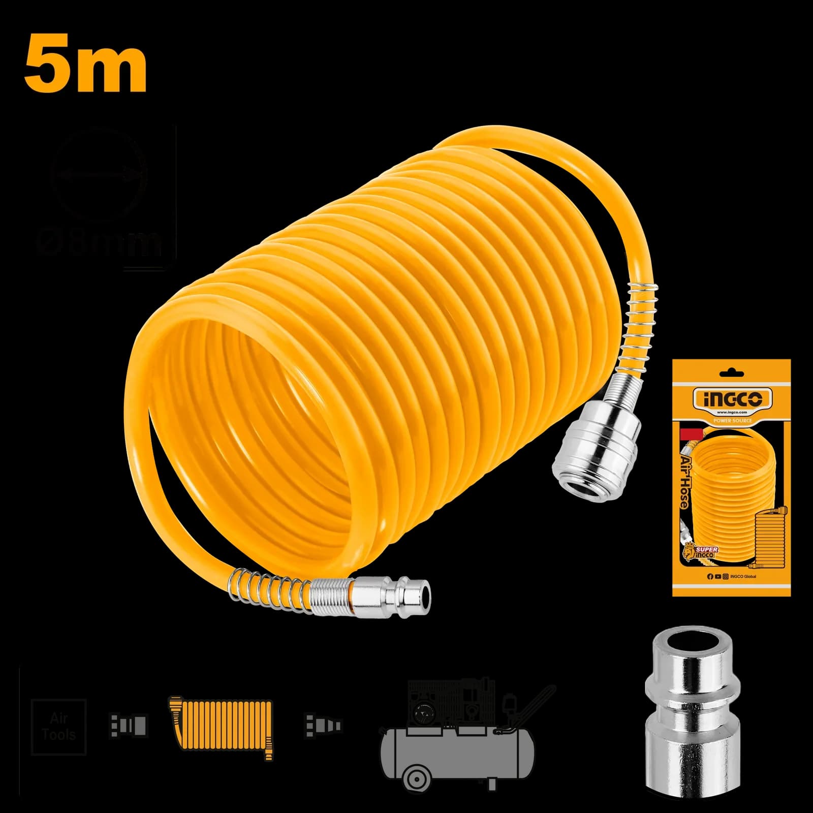 Шланг для компрессора спиральный AH1051 INGCO SUPER