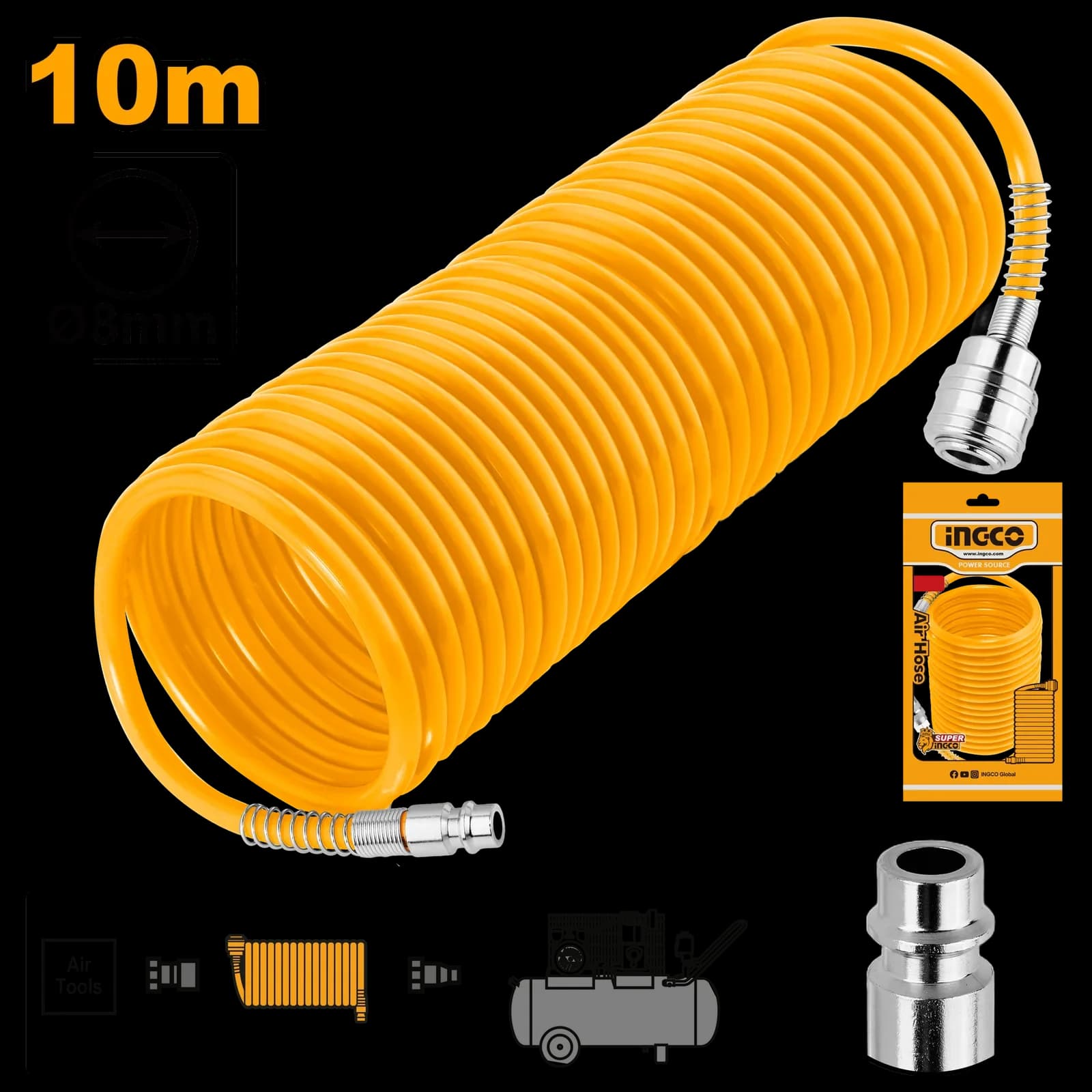 Шланг для компрессора спиральный AH1101 INGCO SUPER