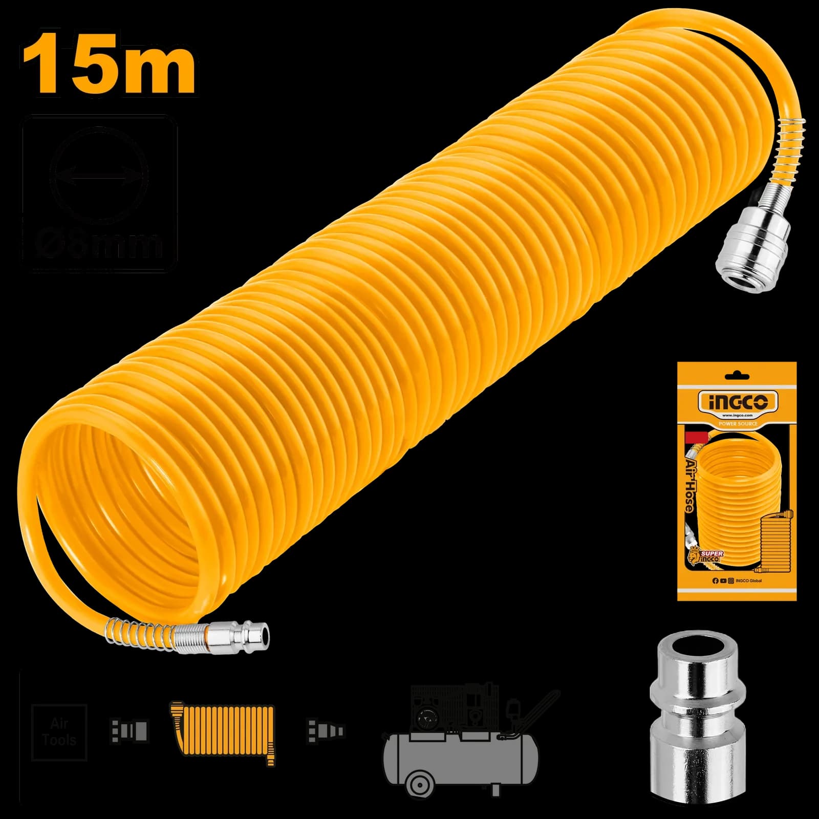 Шланг для компрессора спиральный AH1151 INGCO SUPER