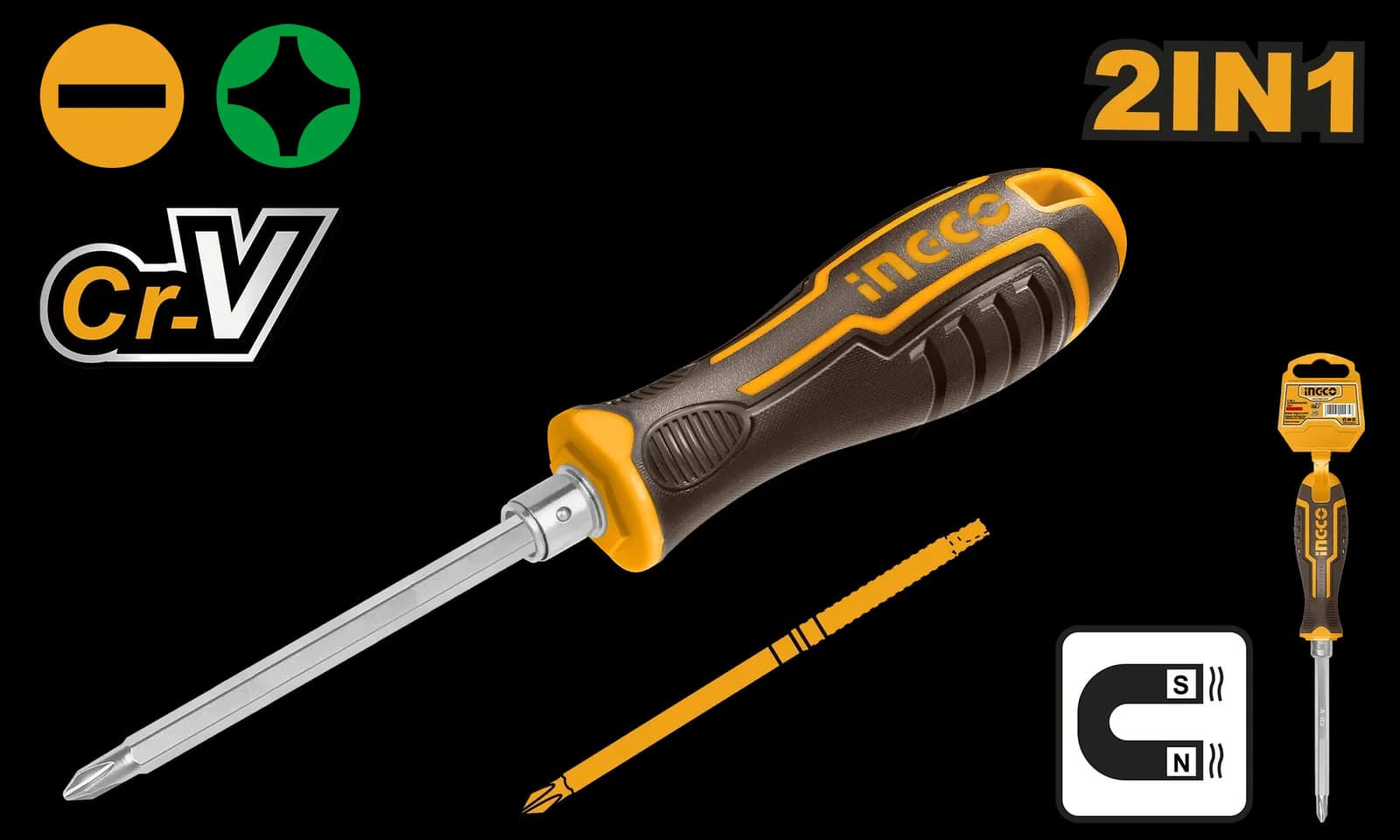 Отвертка двухсторонняя AKISD0201 INGCO INDUSTRIAL