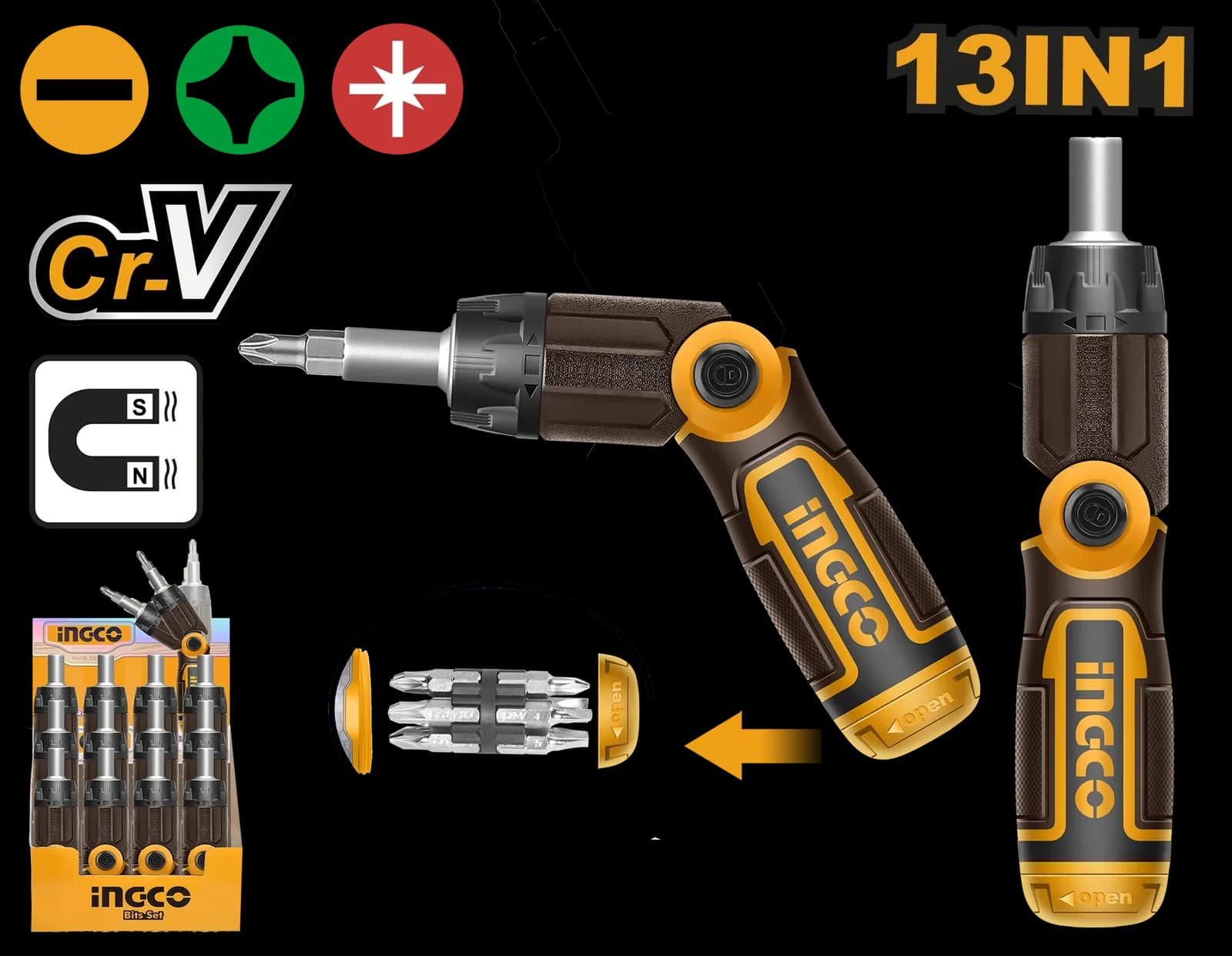 Отвертка короткая AKISD1208 INGCO SUPER