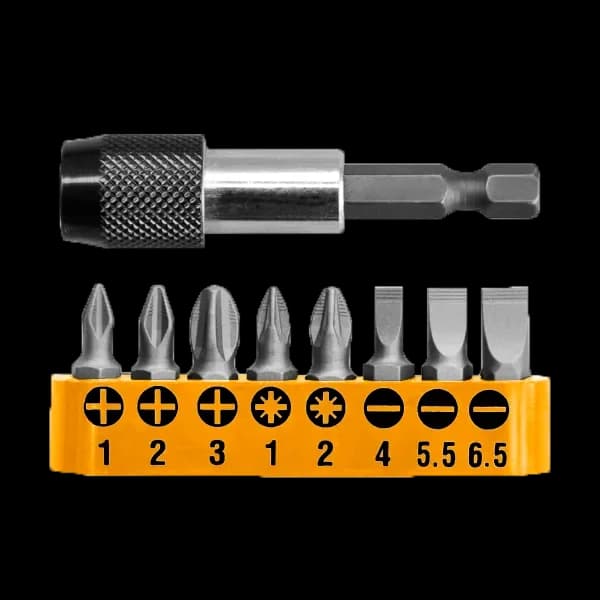 Набор бит с держателем 9 шт AKSD0071 INGCO, блистер INDUSTRIAL