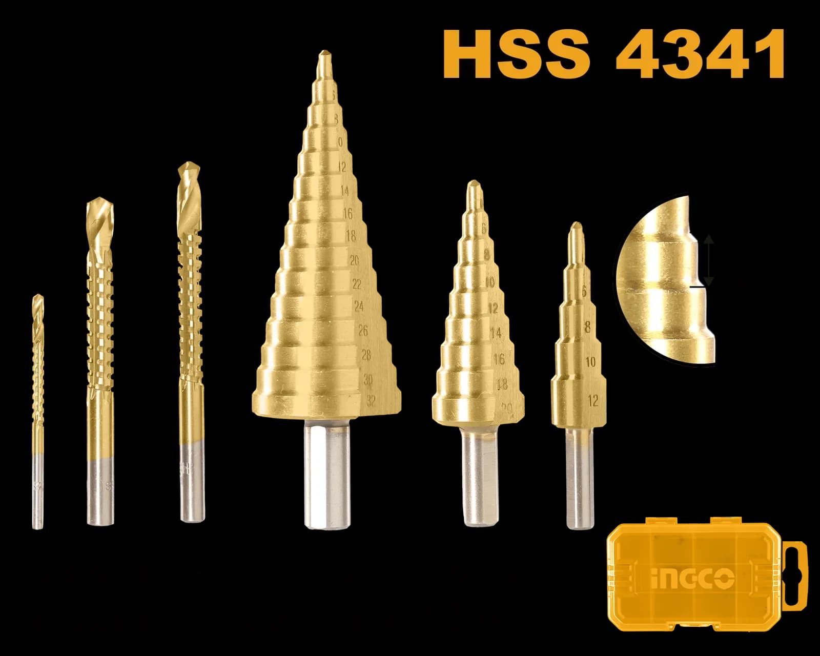 Набор ступенчатых сверл AKSDS2061 6шт INGCO INDUSTRIAL