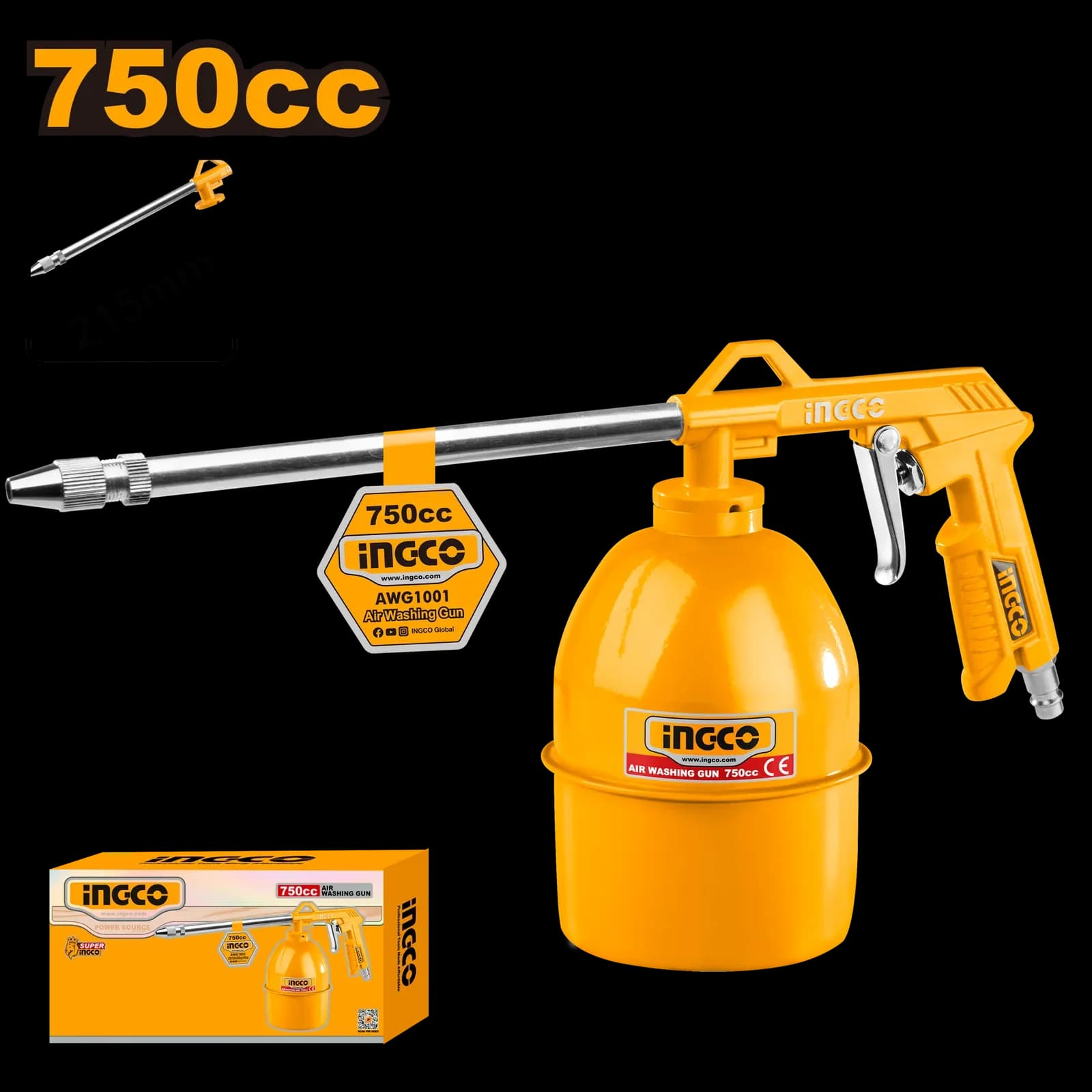Пневмопистолет промывочный AWG1001 INGCO, коробка SUPER