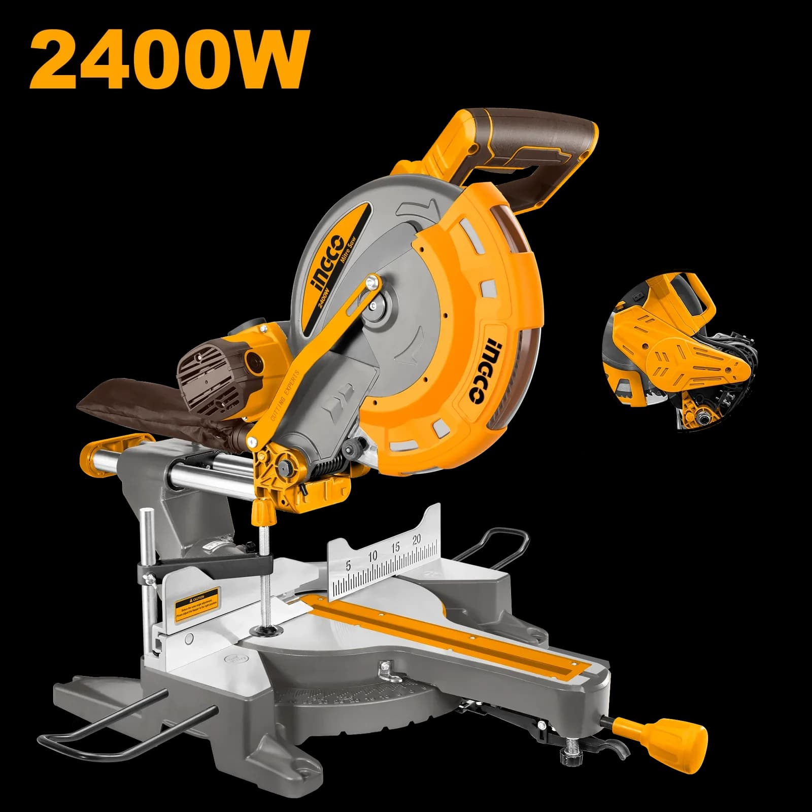 Пила торцовочная BM2S24007 с протяжкой, INGCO, коробка INDUSTRIAL