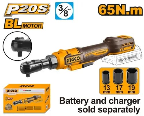 Трещётка CDRLI206521 65Нм, Акк, P20S(20В) INGCO, без АКБ и ЗУ, коробка INDUSTRIAL