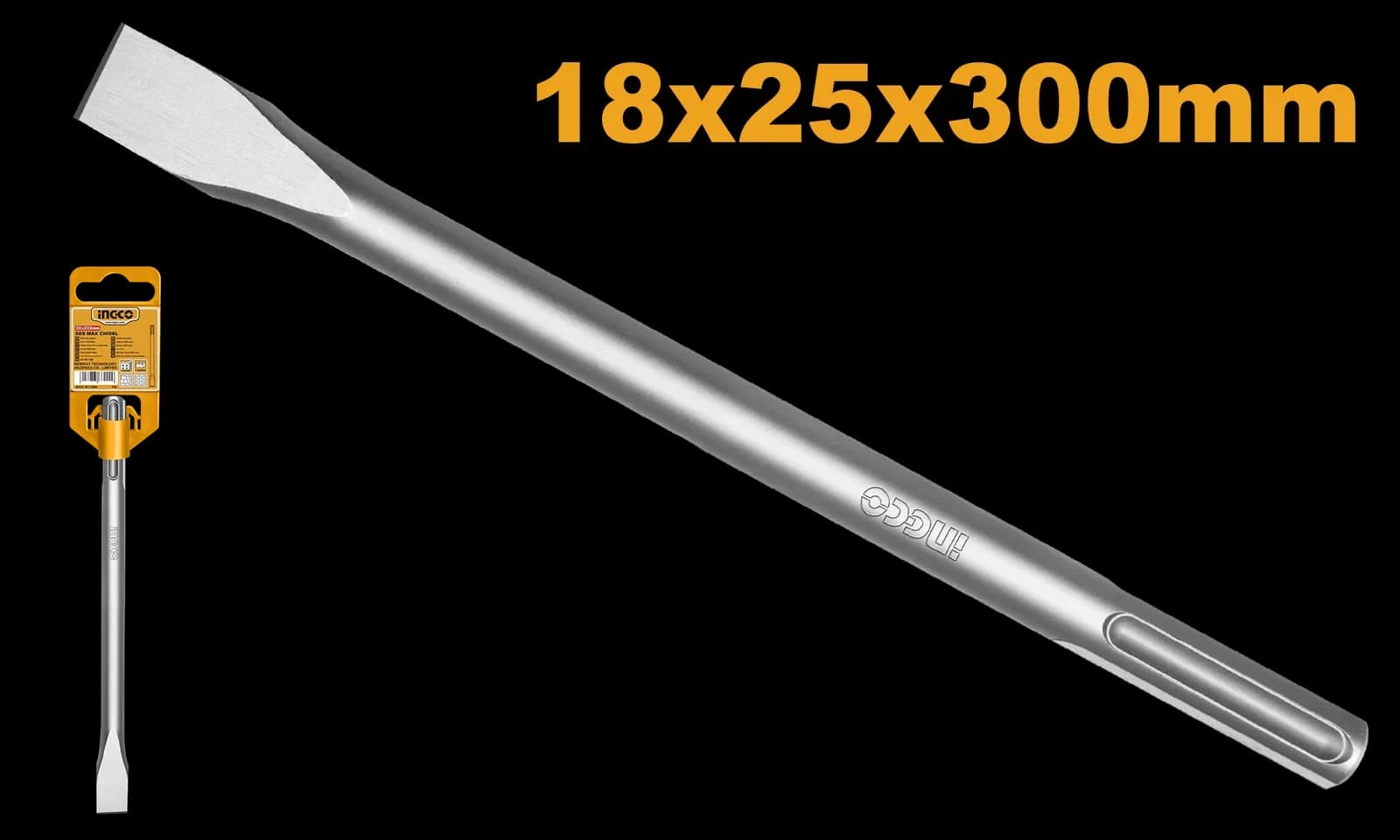 Зубило плоское DBC0222801 SDS max 18х25х300мм INGCO INDUSTRIAL