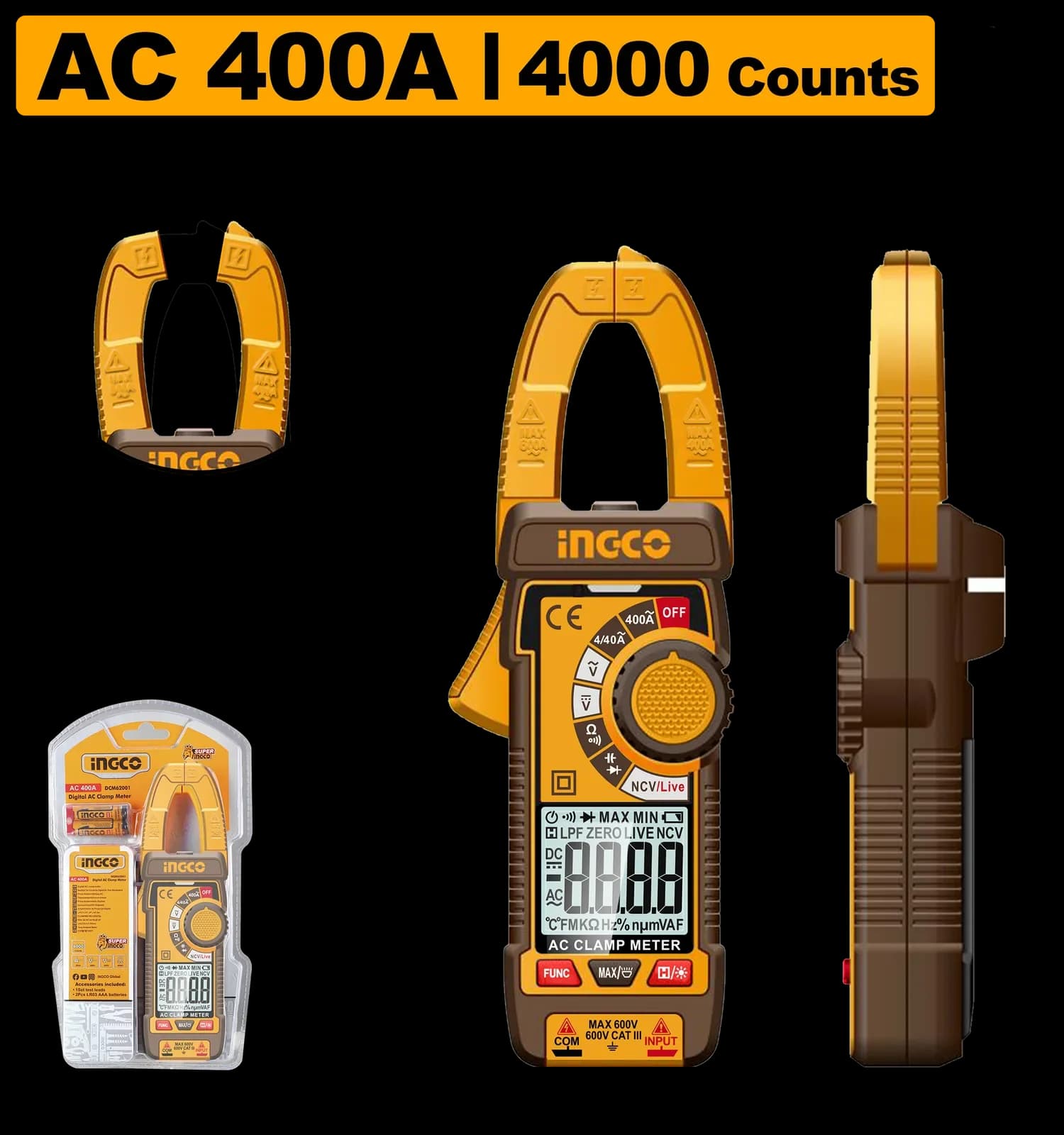 Токовые клещи переменного тока DCM62001 INGCO INDUSTRIAL