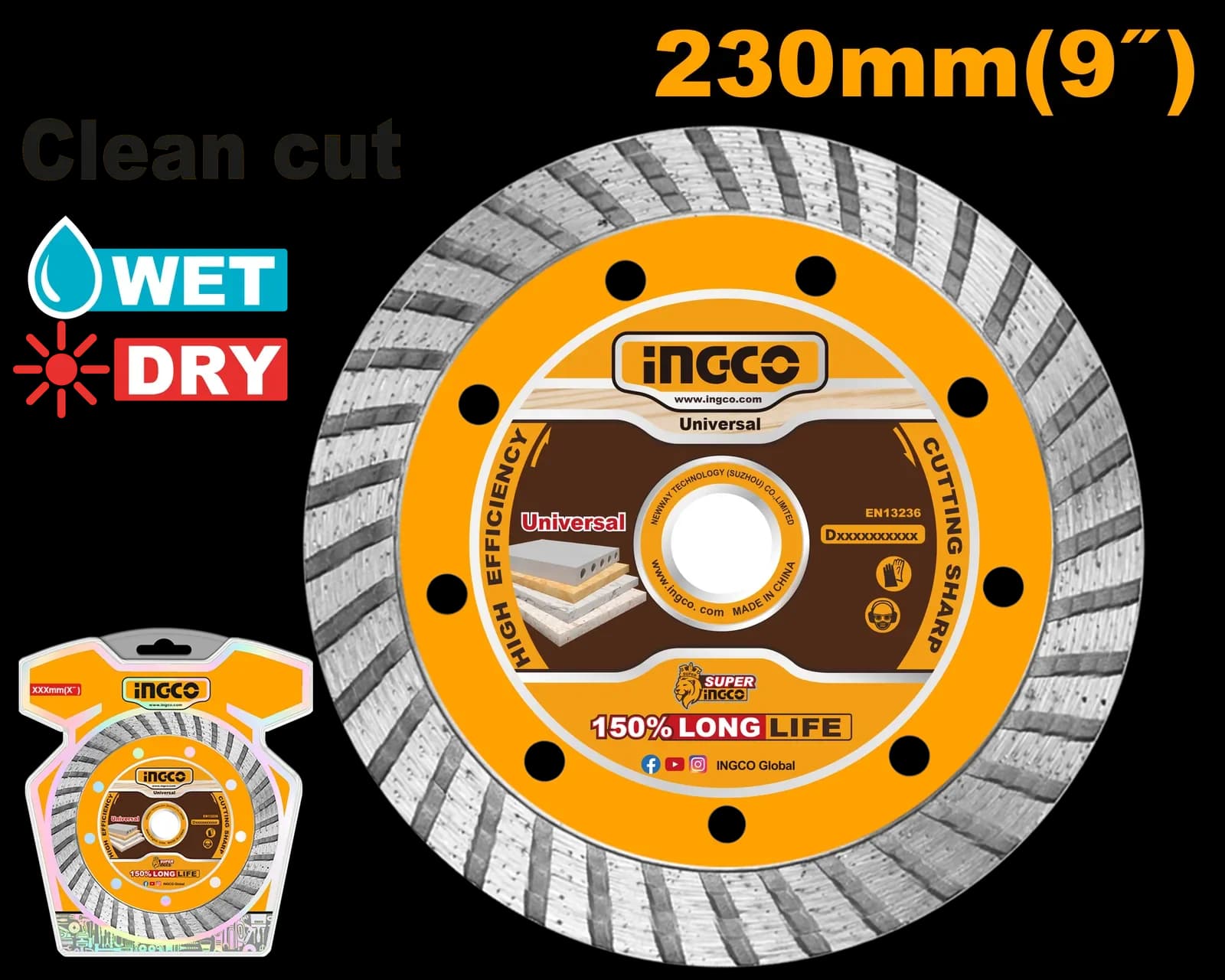 Диск алмазный отрезной DMD032301 230мм Turbo INGCO INDUSTRIAL