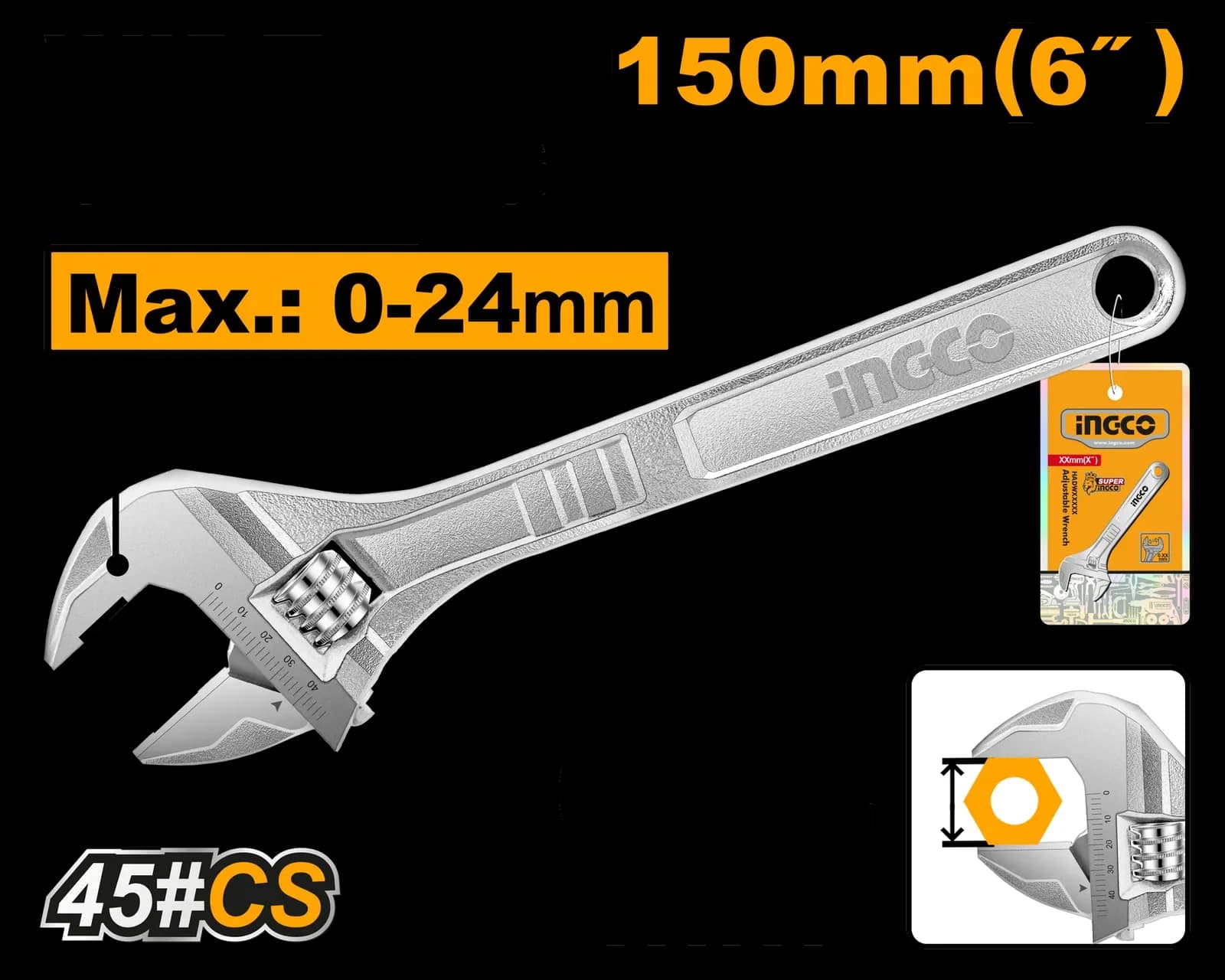 Ключ разводной HADW131062 INGCO SUPER
