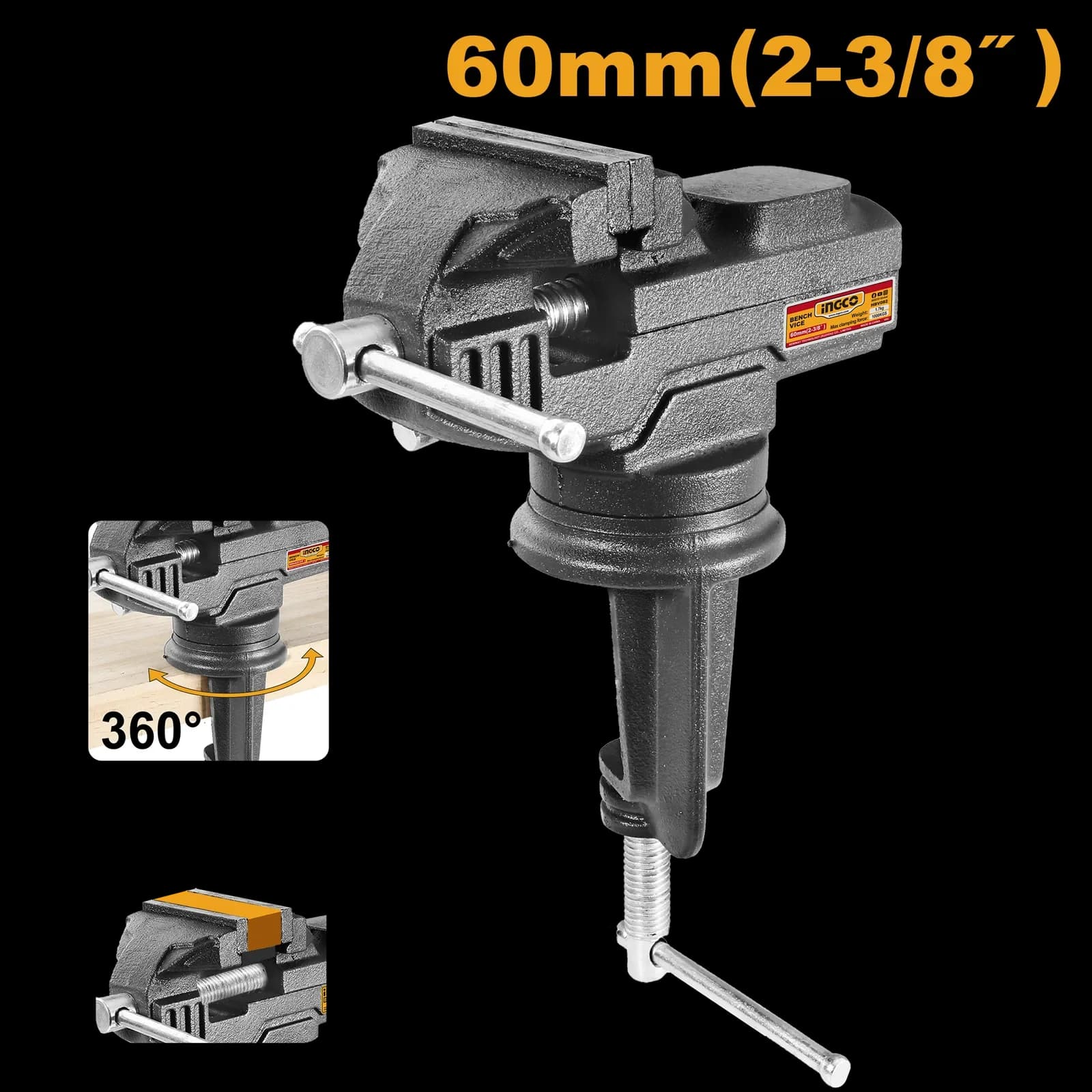 Тиски слесарные HBV082 INGCO, коробка SUPER