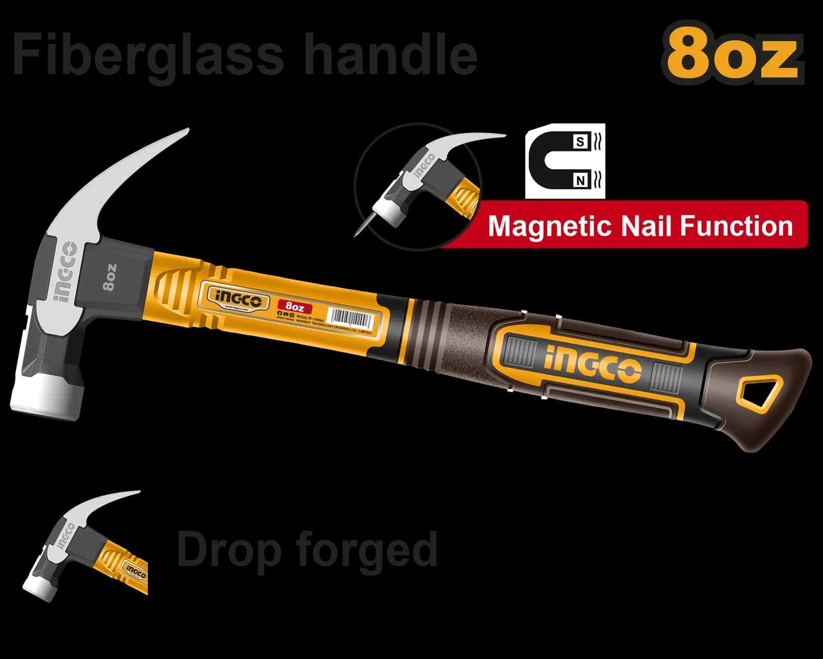 Молоток-гвоздодер HCH81008D INGCO INDUSTRIAL