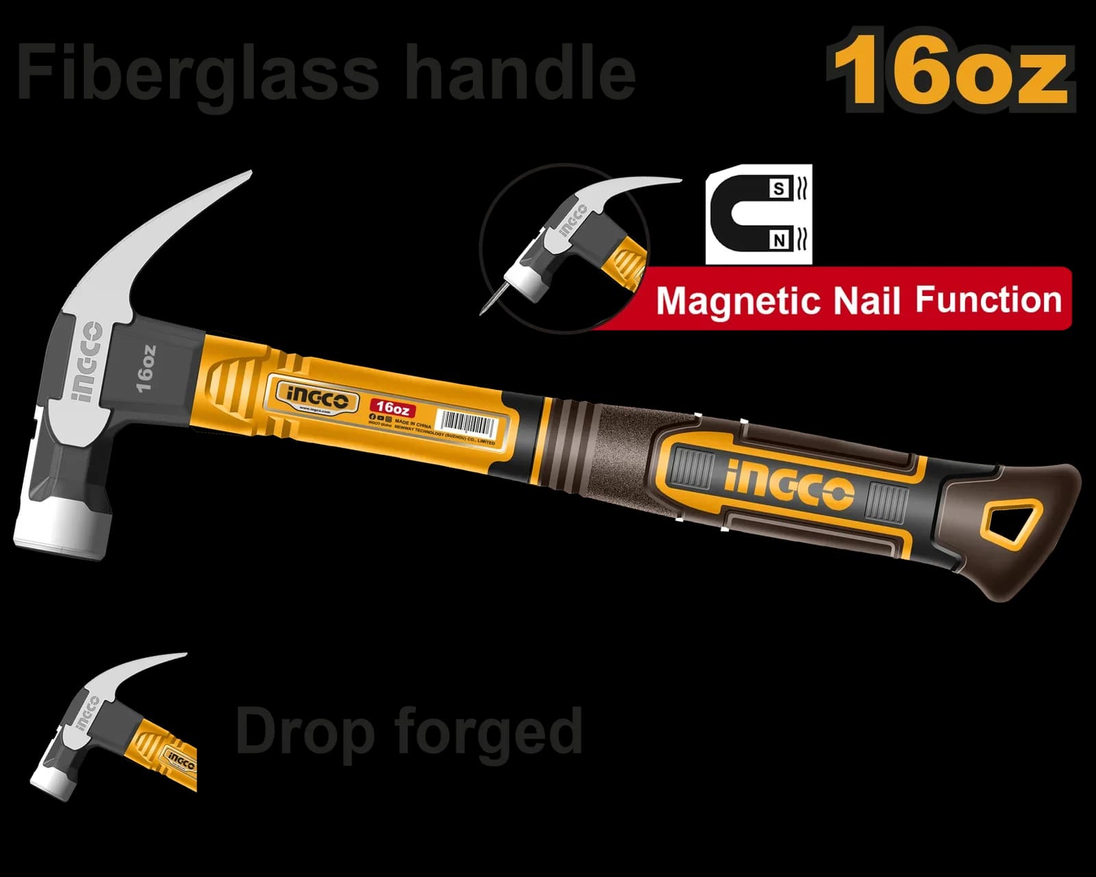 Молоток-гвоздодер HCH81016 INGCO INDUSTRIAL
