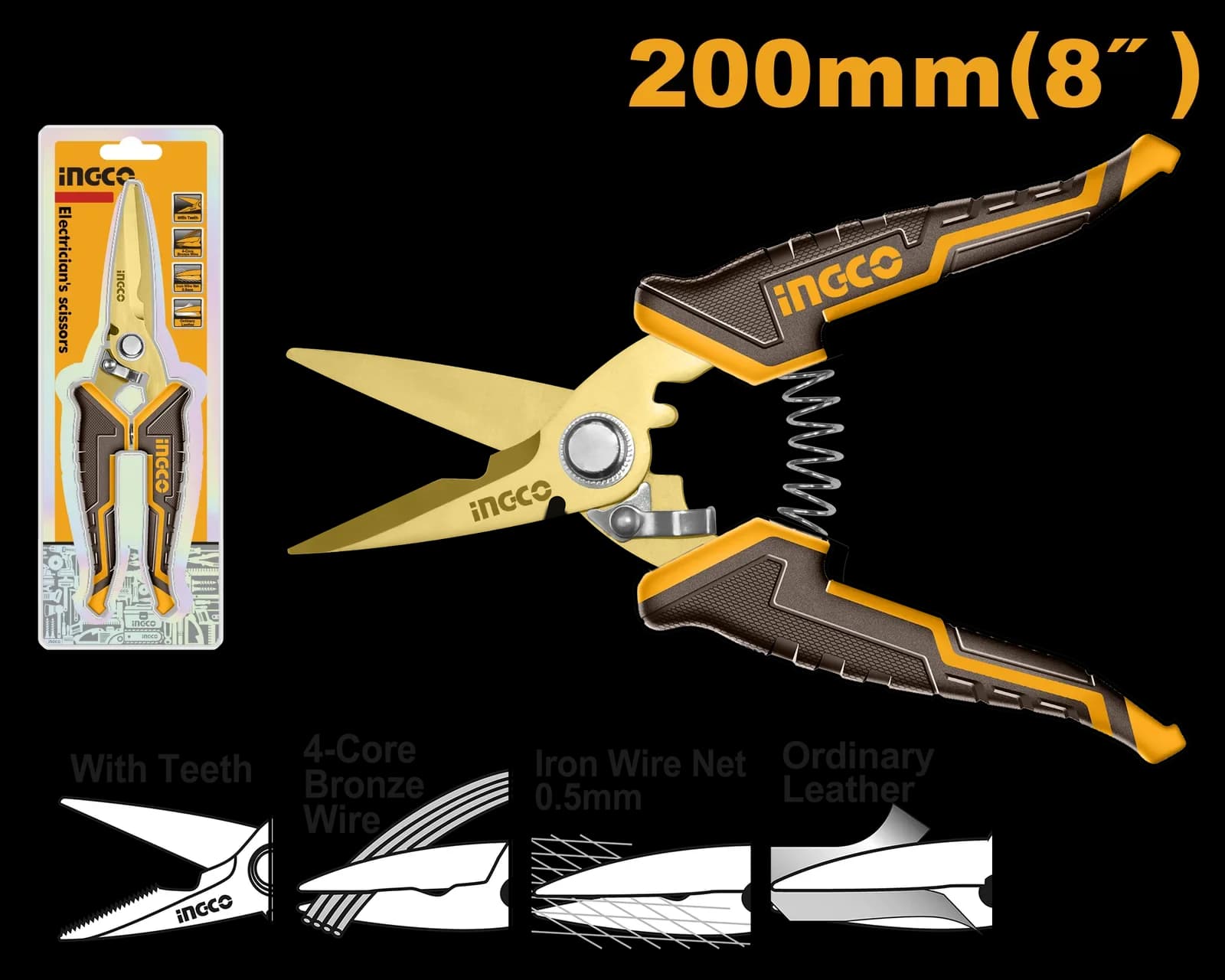 Ножницы HES0188 INGCO, блистер SUPER