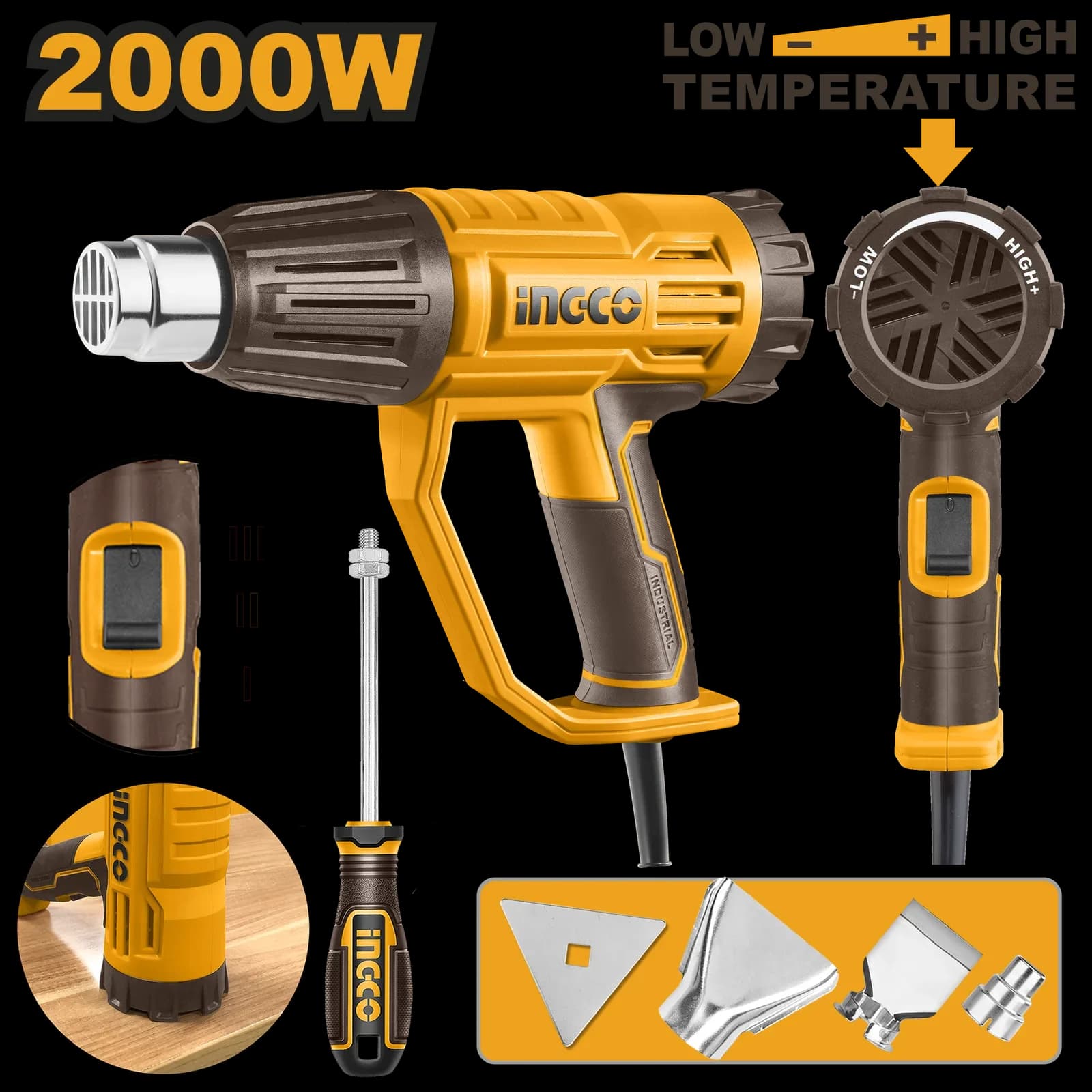 Фен технический HG200047 2000Вт, INGCO