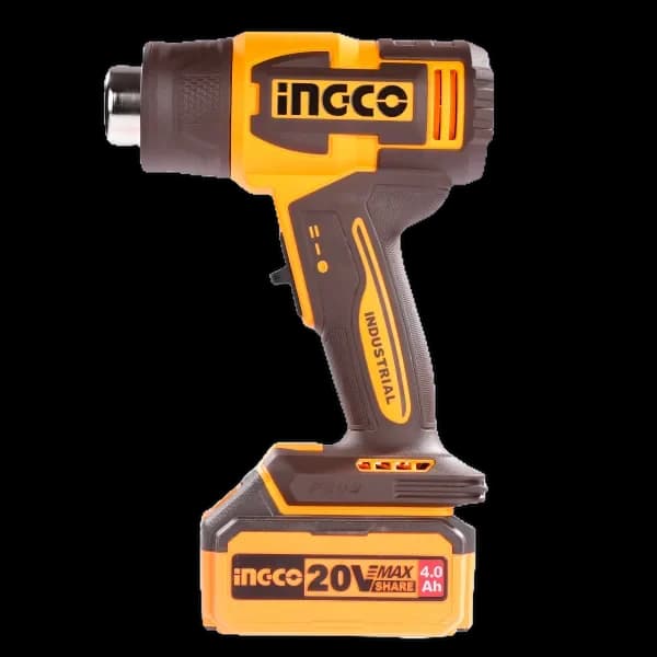 Фен технический HGLI20065, акк, 300/550°C, P20S(20В) INGCO, 1хАКБ 4Ач и ЗУ 2А, кейс INDUSTRIAL