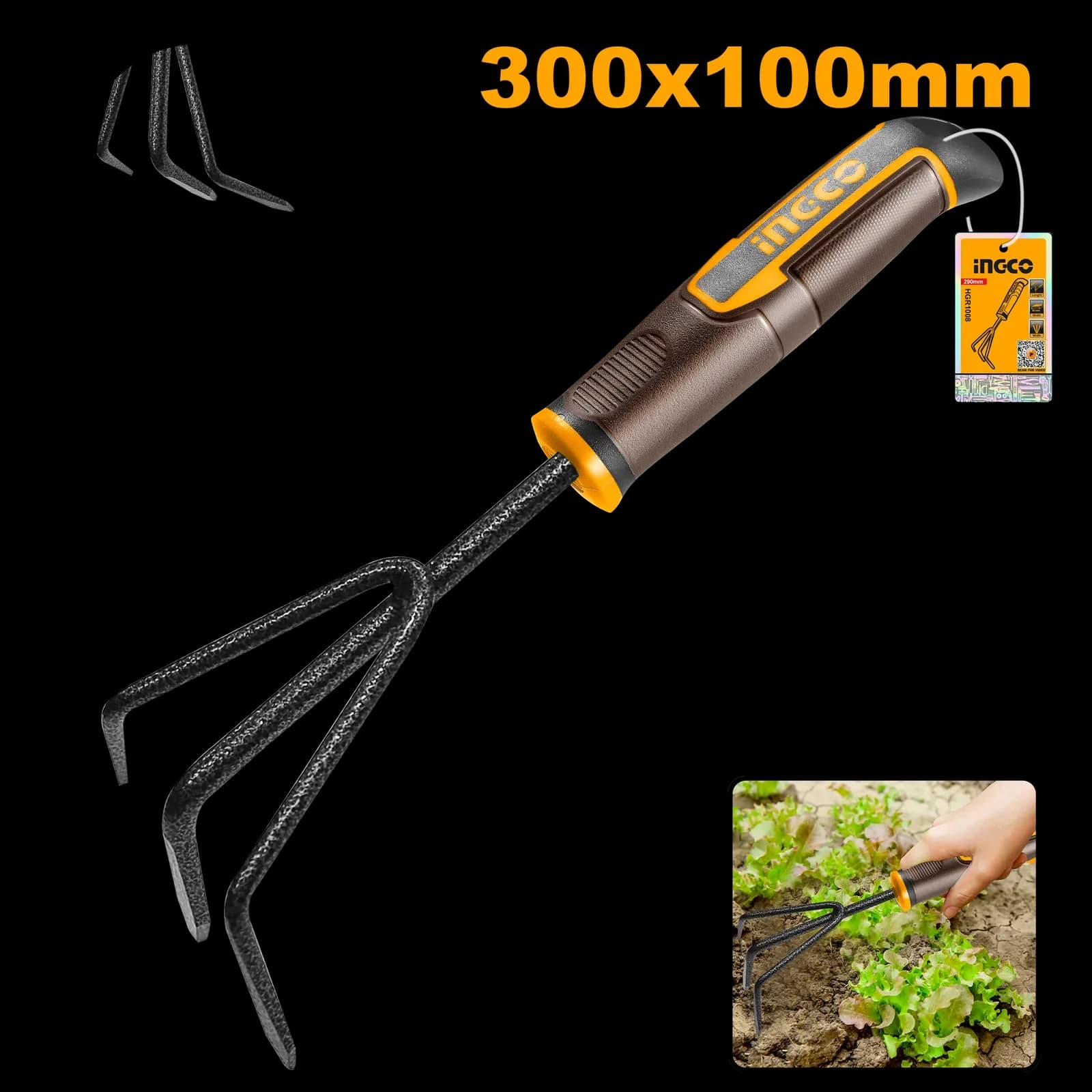 HGR1008 Рыхлитель (культиватор) INGCO, 300х100х8 мм, стальной SUPER