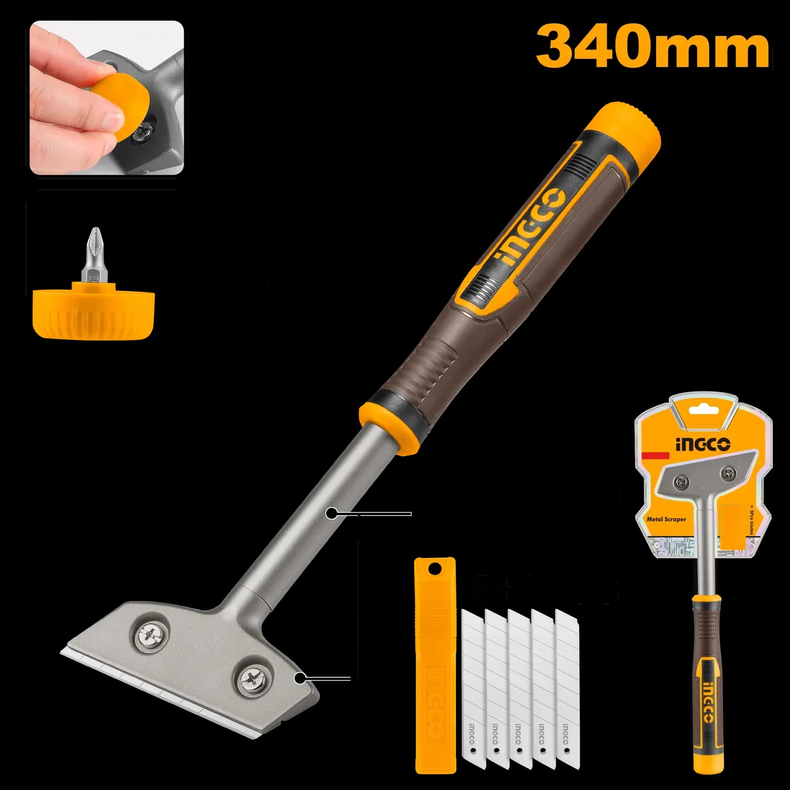 Металлический скребок HGS3088 INGCO, блистер INDUSTRIAL