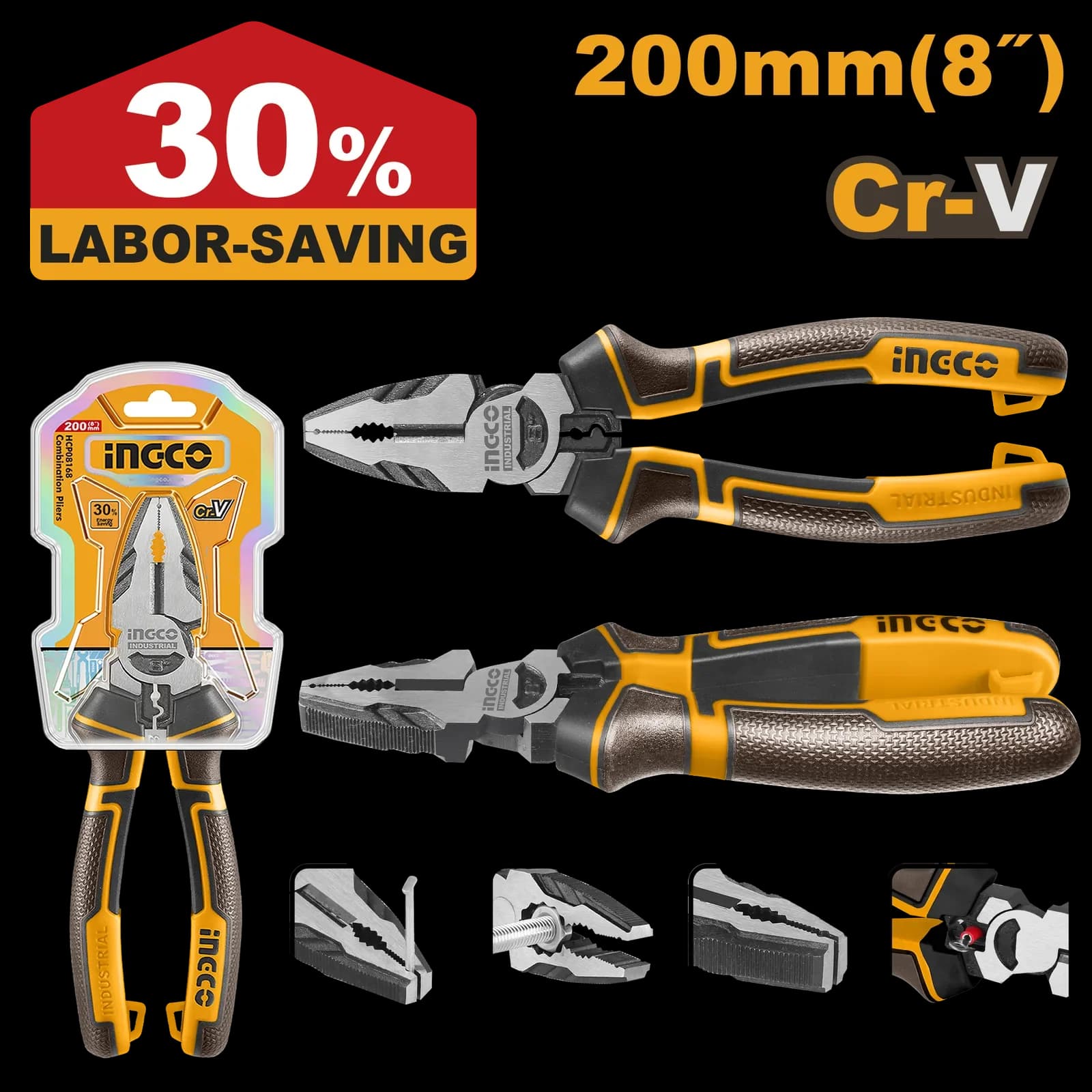 Плоскогубцы HHCP28200 INGCO, блистер INDUSTRIAL