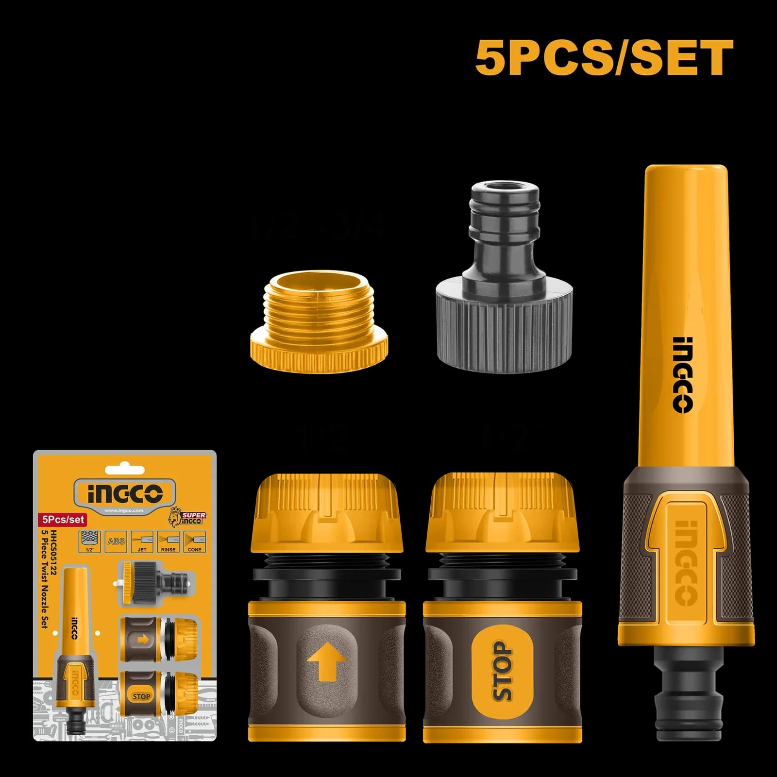 Набор соединителей для шлангов HHCS05122 5шт INGCO INDUSTRIAL