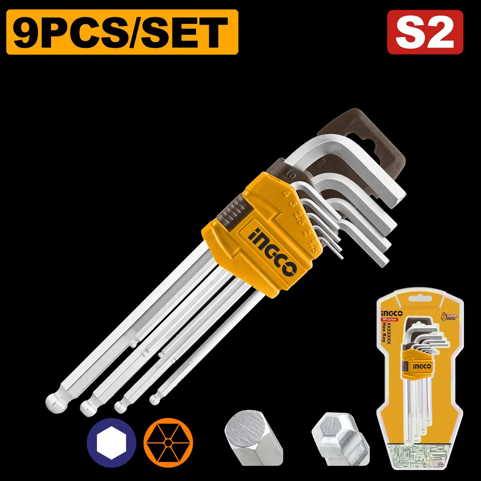 Набор шестигранников HEX HHK12091 INGCO INDUSTRIAL