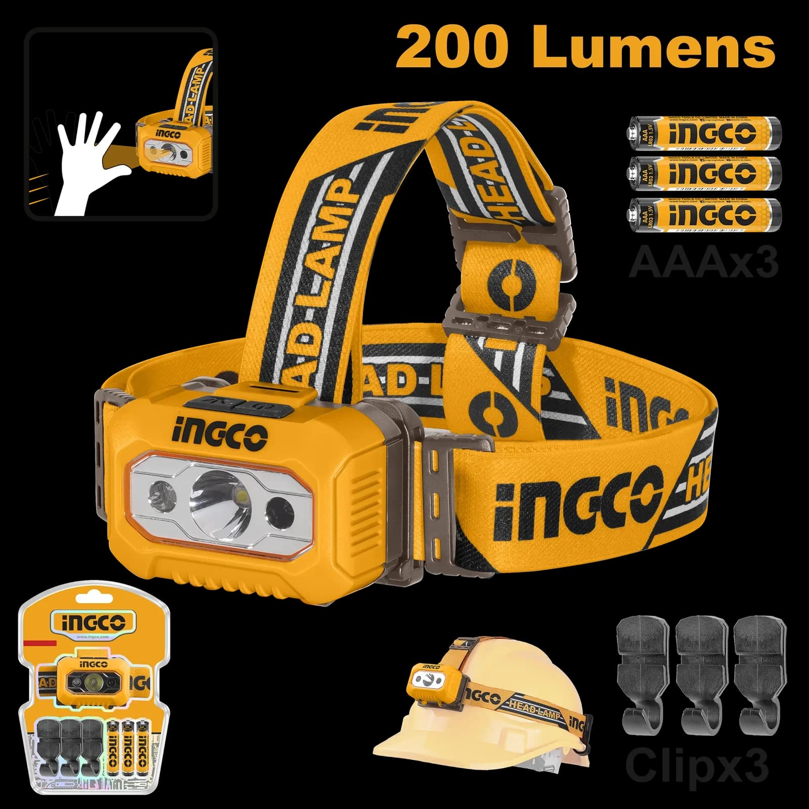 Фонарик HHL013AAA8 INGCO, блистер INDUSTRIAL