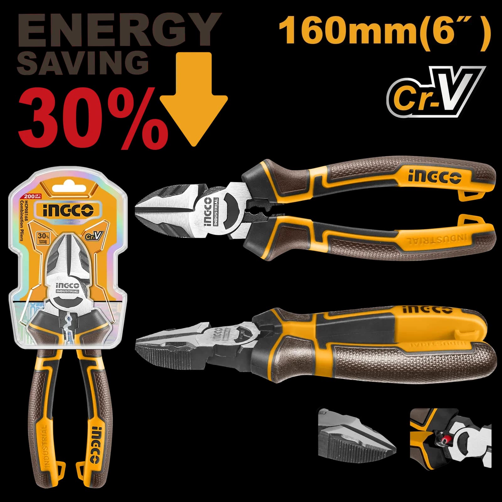 Плоскогубцы HHLDCP28160 INGCO, блистер INDUSTRIAL