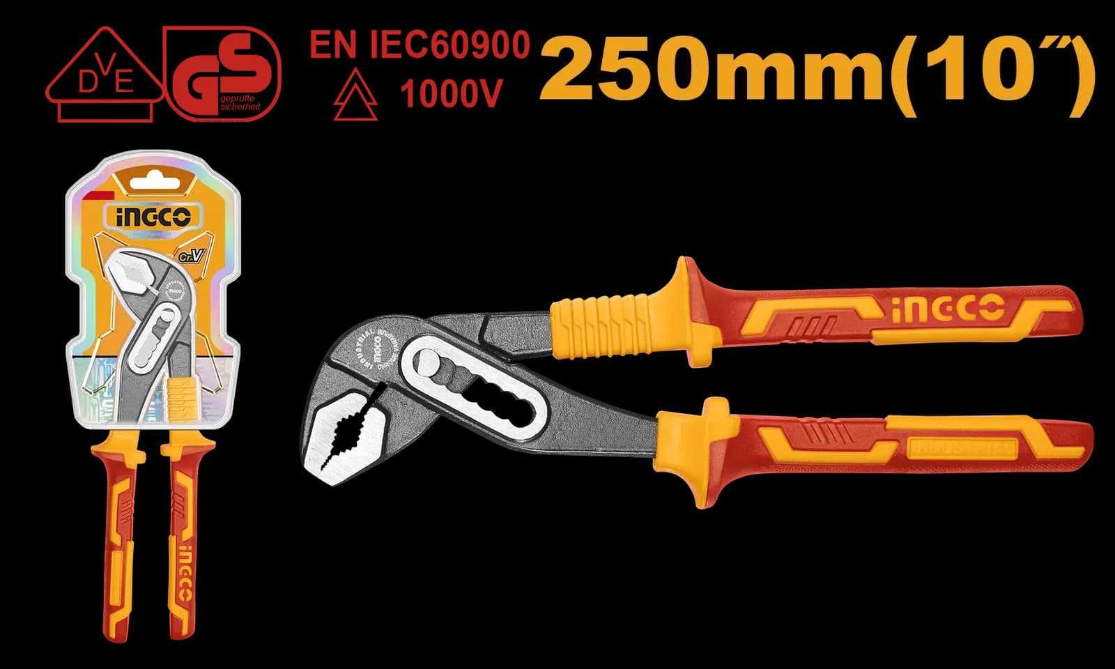 Клещи диэлектрические HIPP28250 INGCO, блистер INDUSTRIAL