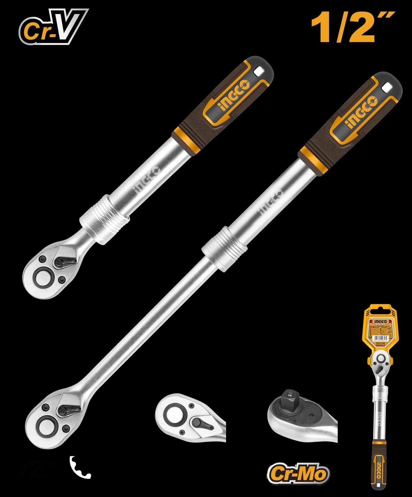Ключ трещоточный телескопический HRTH08128L INGCO INDUSTRIAL