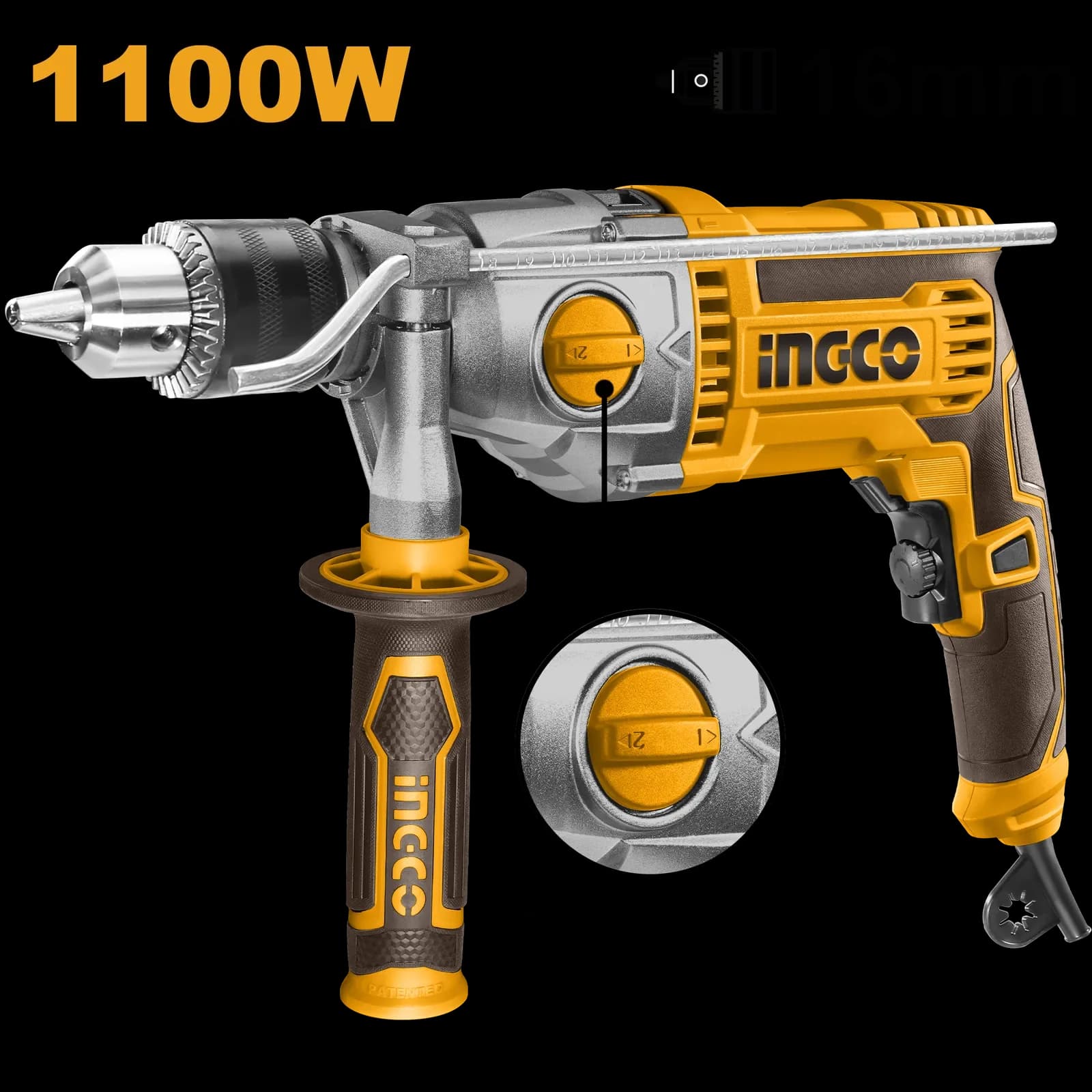 Дрель ударная ID211008 1100Вт, INGCO