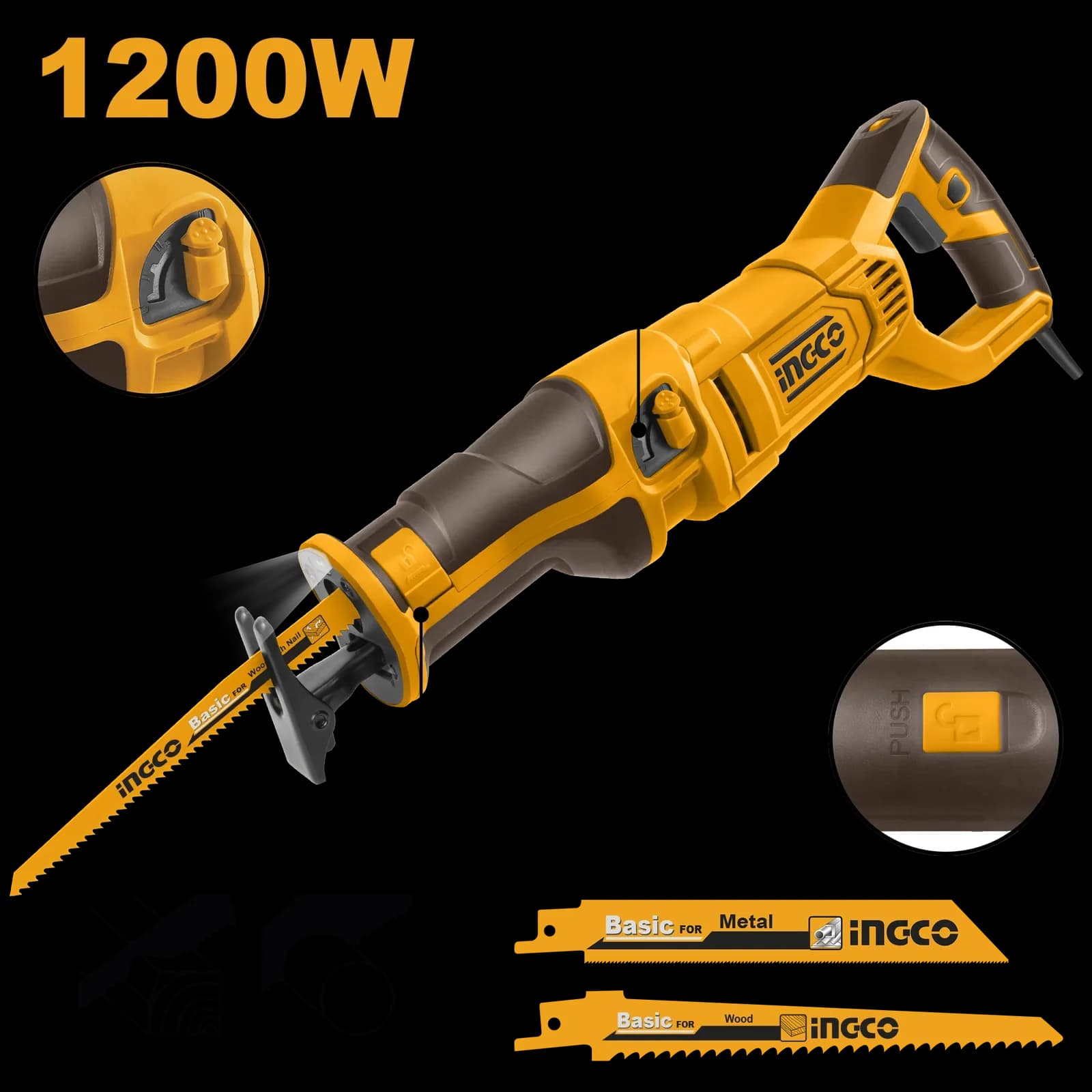 Пила сабельная RS12001 1200Вт INGCO