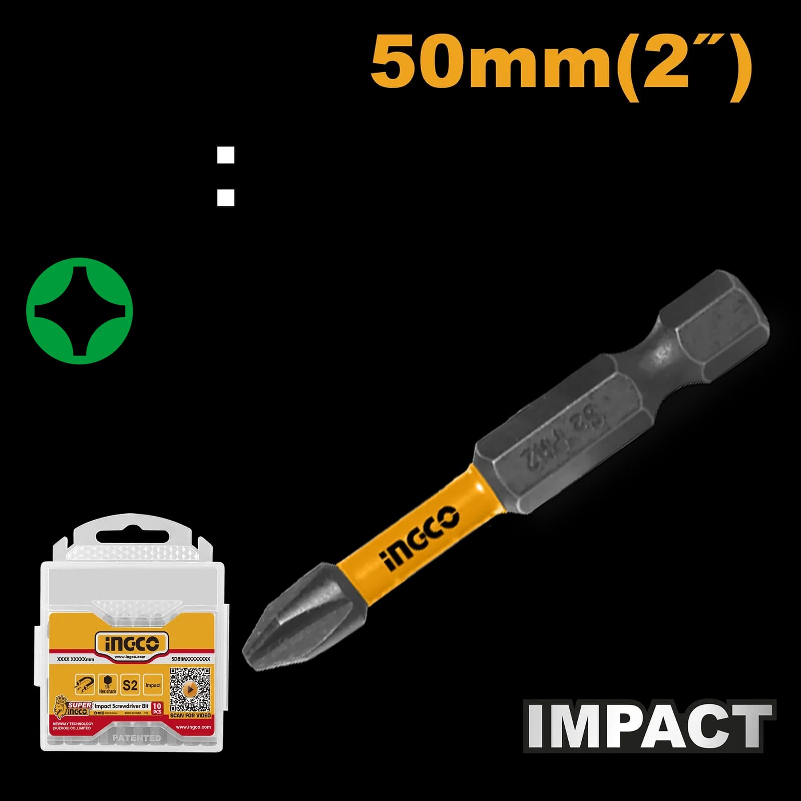 Набор бит ударных 10 шт SDBIM11PH223 50мм INGCO INDUSTRIAL