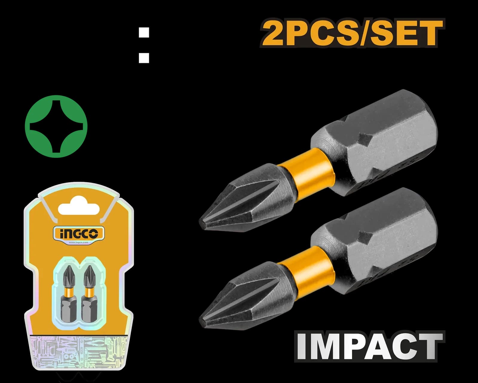 Биты ударные 2шт SDBIM71PH225 25мм INGCO INDUSTRIAL