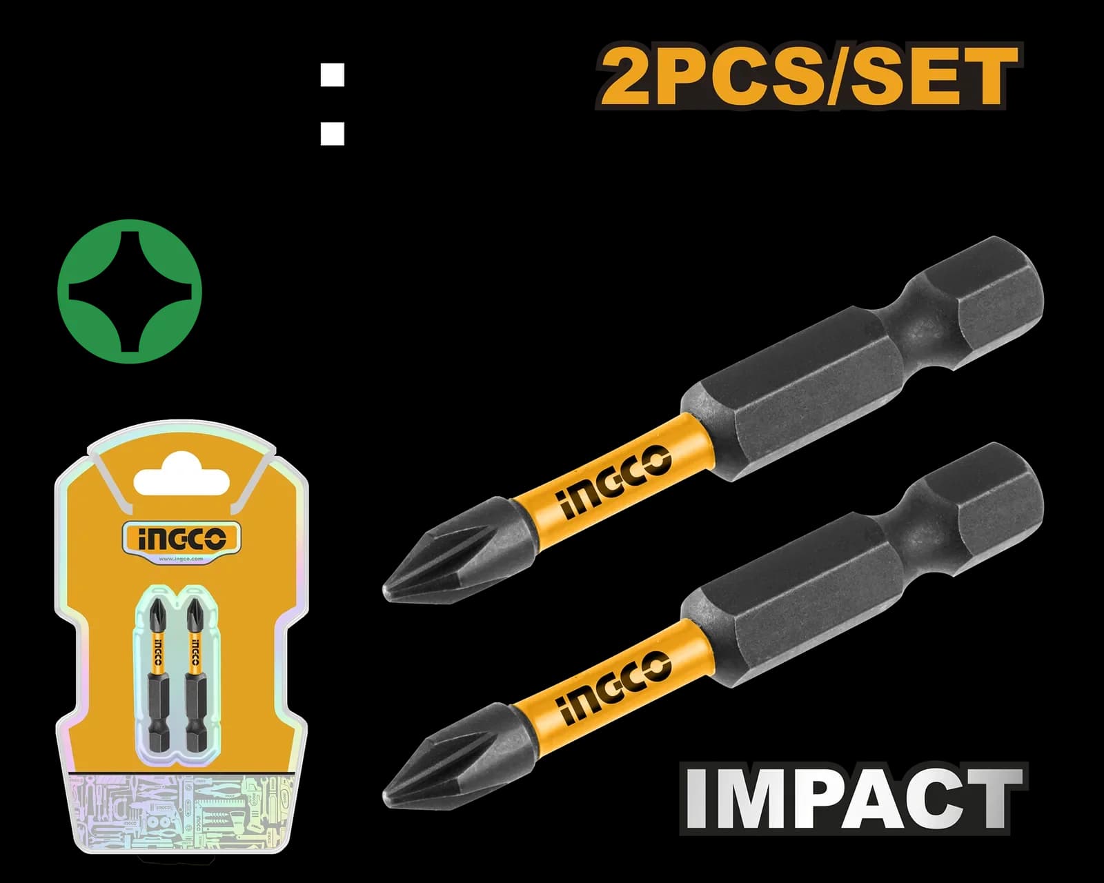 Биты ударные 2шт SDBIM71PH250 50мм INGCO INDUSTRIAL