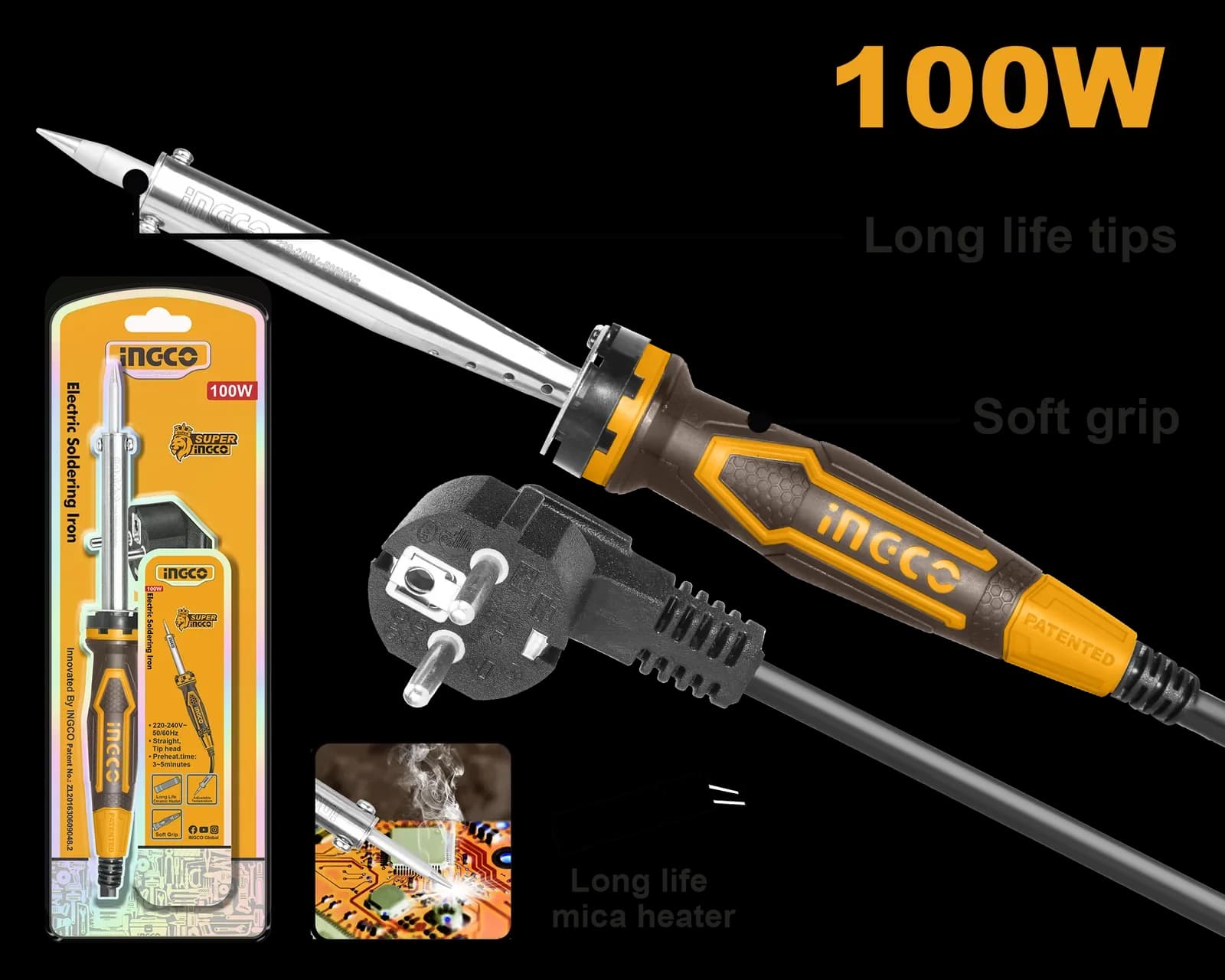 Паяльник электрический SI00108 100Вт, INGCO INDUSTRIAL