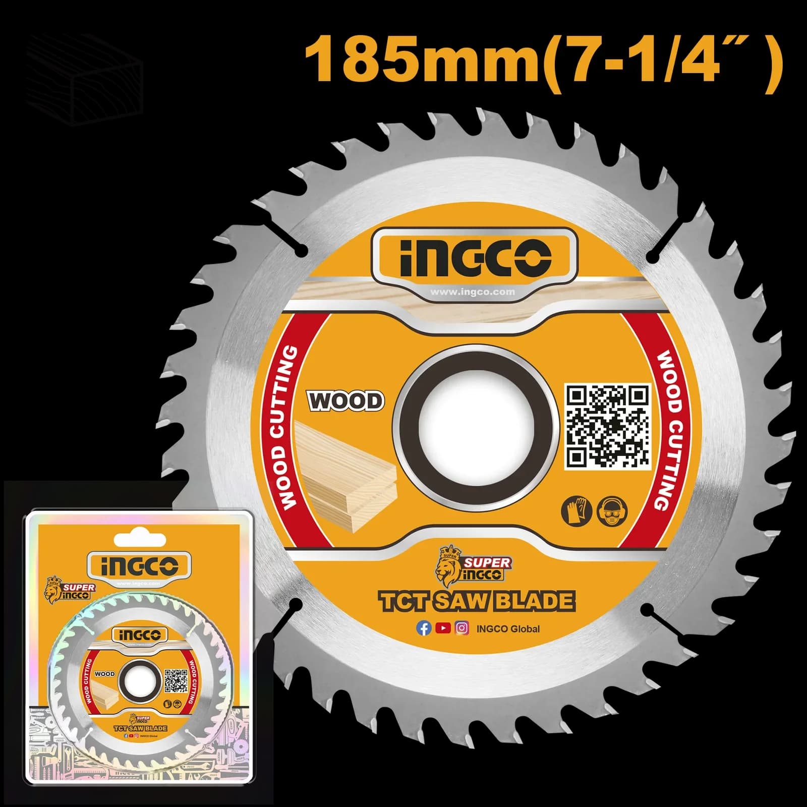 Диск пильный по дереву TSB118515 185мм 40Т INGCO, блистер INDUSTRIAL