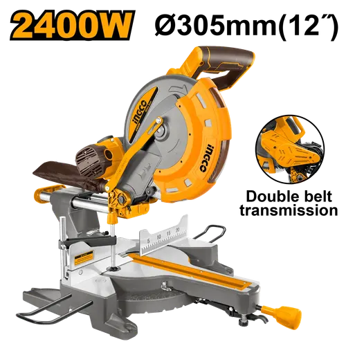 Пила торцовочная BM2S24007 с протяжкой, INGCO, коробка INDUSTRIAL