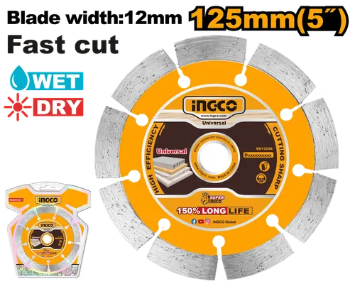 Диск алмазный отрезной DMD011251 125мм сегмент INGCO, блистер SUPER