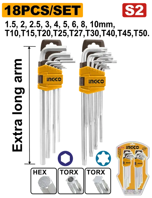 Набор шестигранников HEX и TORX HHKSET0181 INGCO, блистер INDUSTRIAL