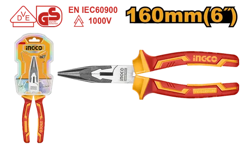 Тонкогубцы диэлектрические HILNP28168 INGCO, блистер INDUSTRIAL