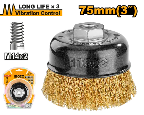 Щетка проволочная чашечная WB10755 75мм INGCO, блистер INDUSTRIAL