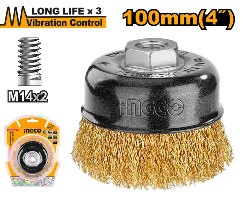 Щетка проволочная чашечная WB11005 100мм INGCO, блистер INDUSTRIAL