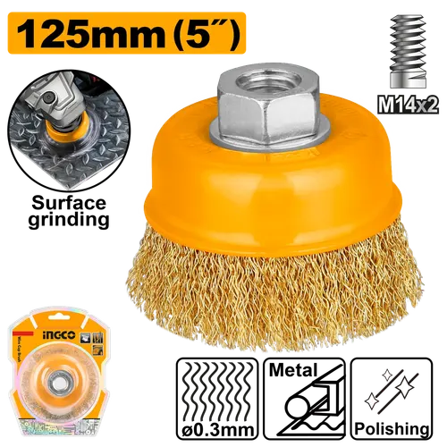 Щетка проволочная чашечная WB11251 125мм INGCO, блистер SUPER